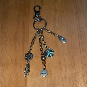 The Sak Key Holder with Charms in Silver and Brown
